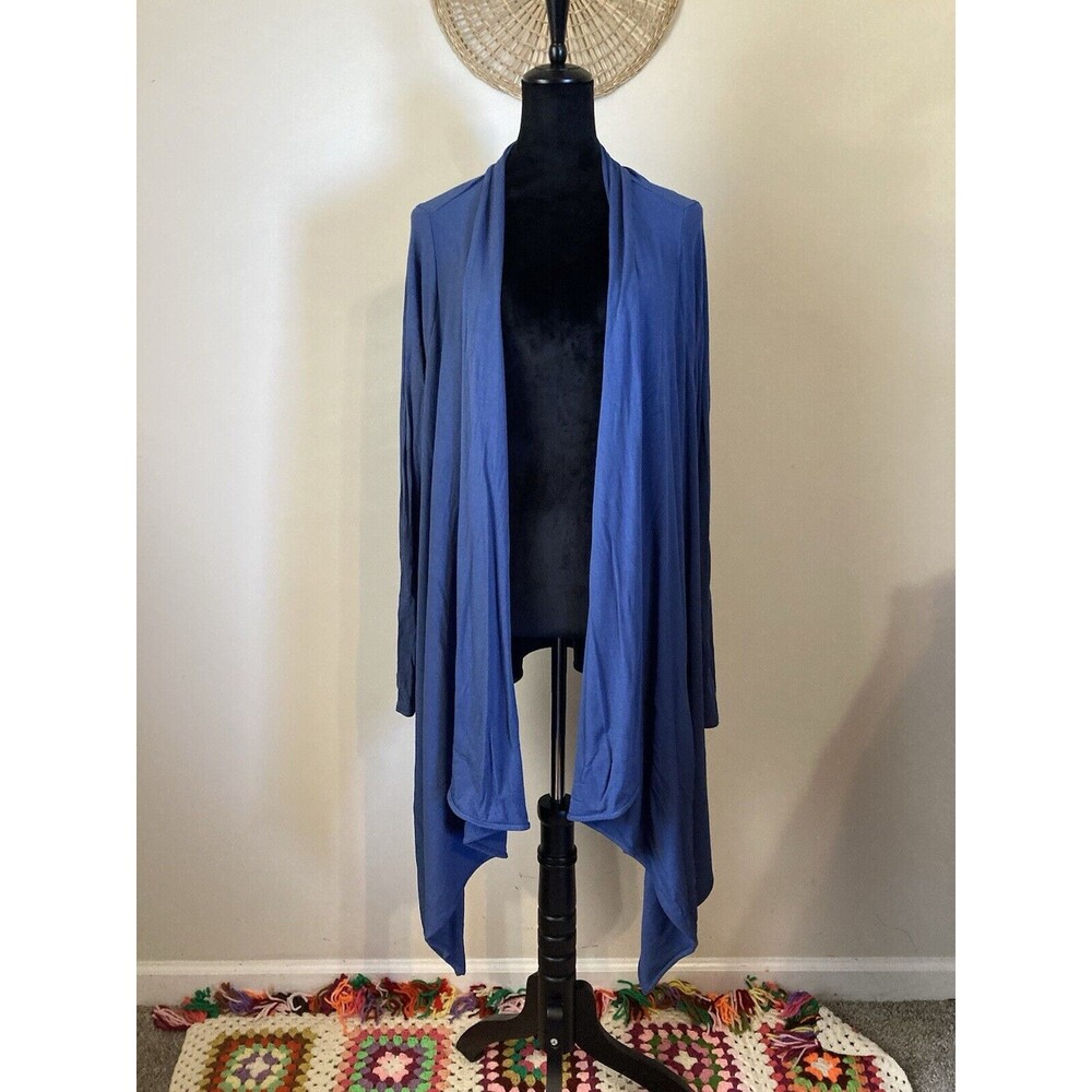 J. Jill Wearever Collection Cardigan Long Duster Open Front Blue XL Tall Flowy